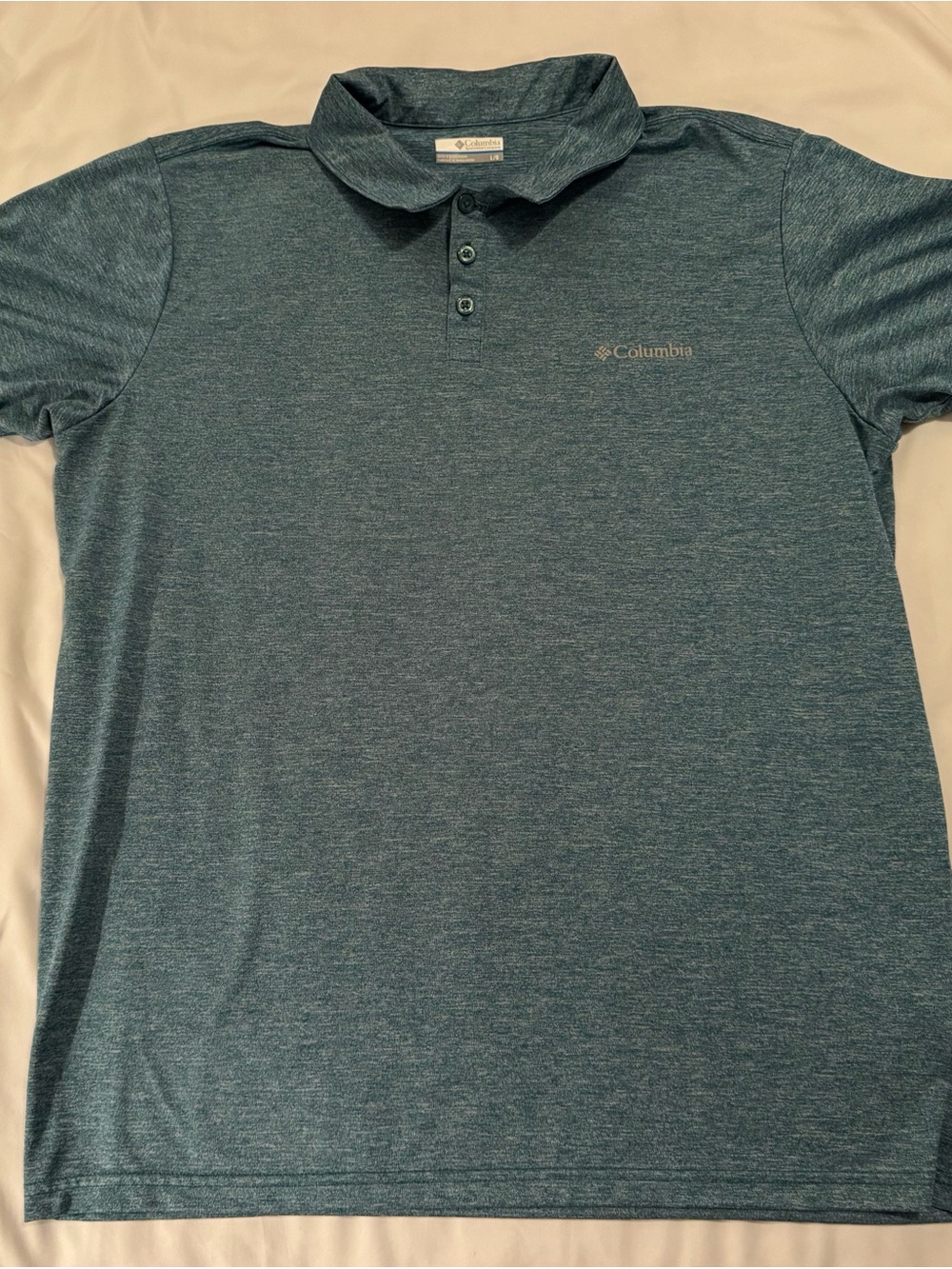Columbia Men's Heathered Blue Polo Shirt Size Large